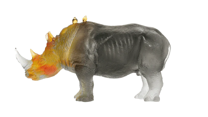 Daum Crystal Rhinoceros in Amber & Green by Jean-François Leroy 1000 ex - Image 2