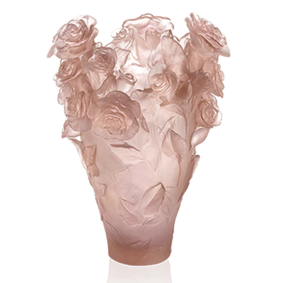 Daum Crystal Rose Passion Magnum Vase in Pink - Image 2