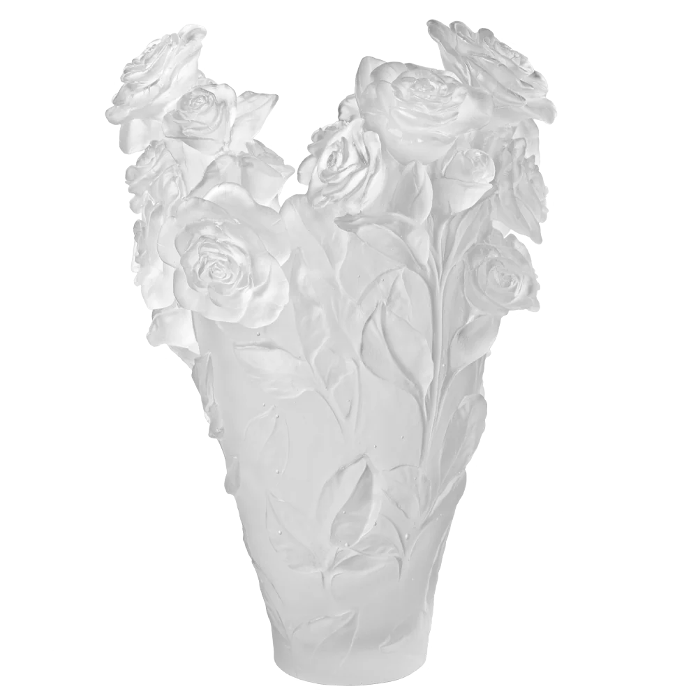 Daum Crystal Rose Passion Magnum Vase - White - Image 2
