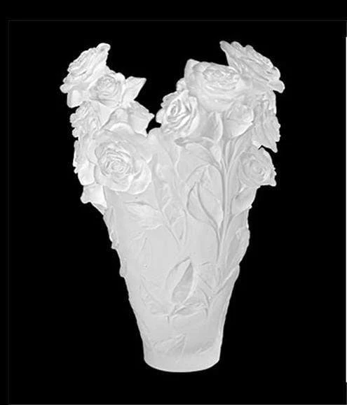 Daum Crystal Rose Passion Magnum Vase - White - Image 3