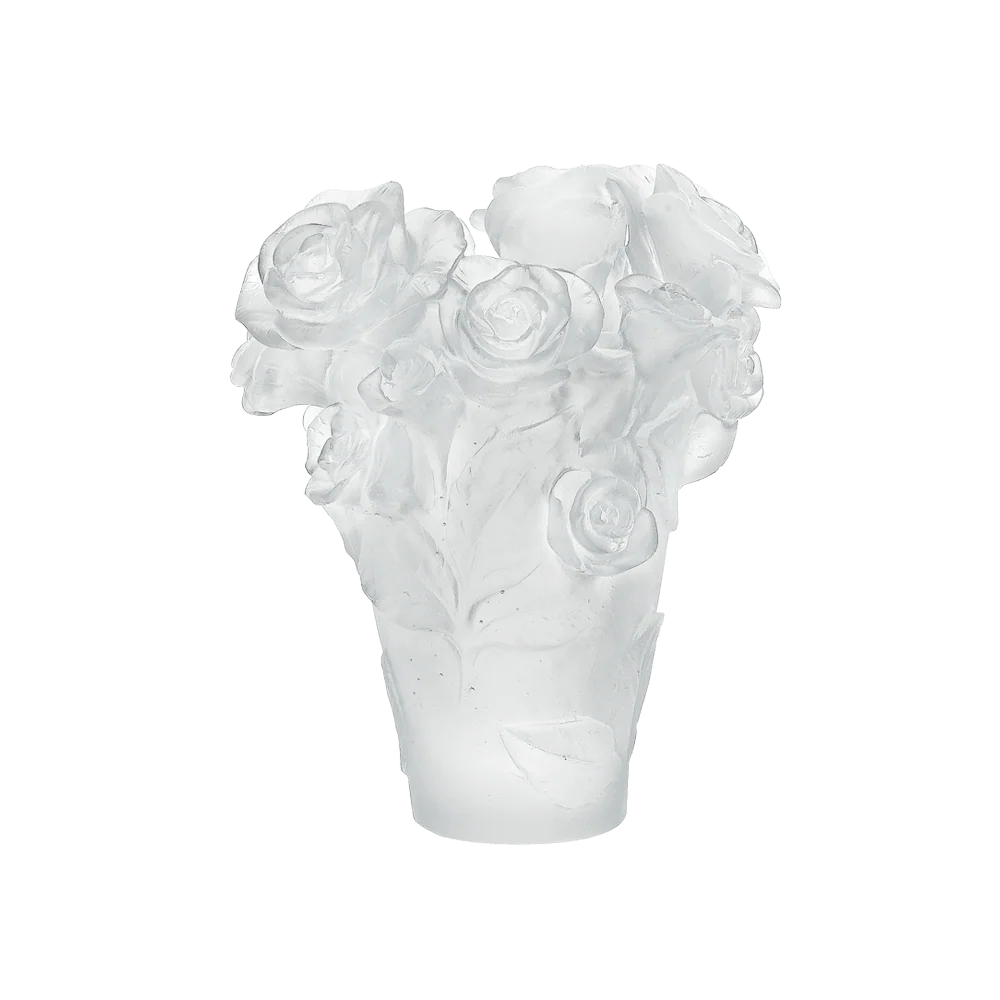 Daum Crystal Rose Passion Vase - White - Image 2