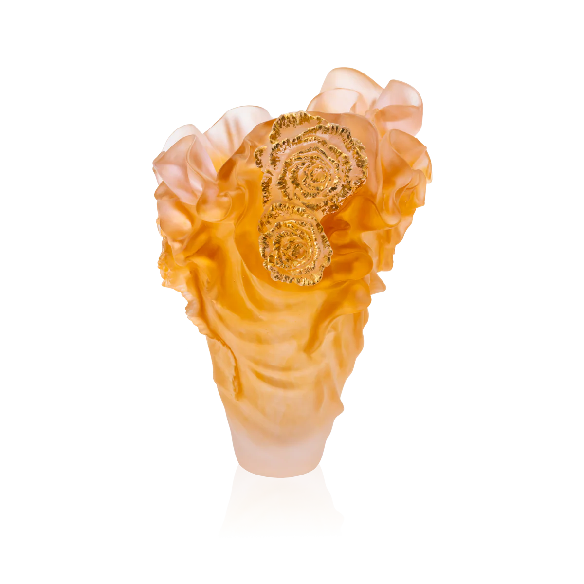 Daum Crystal Rose Royale Large Vase with Gold - Image 2