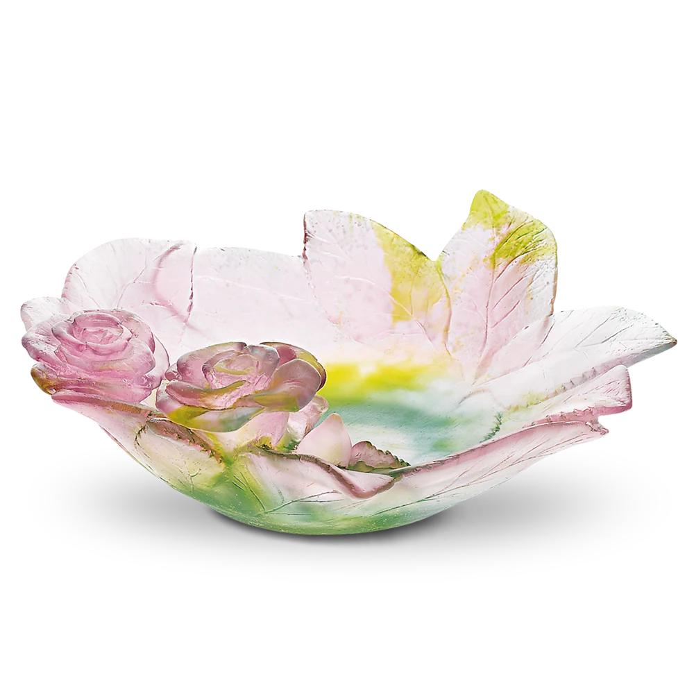 Daum Crystal Roses Ornamental Dish