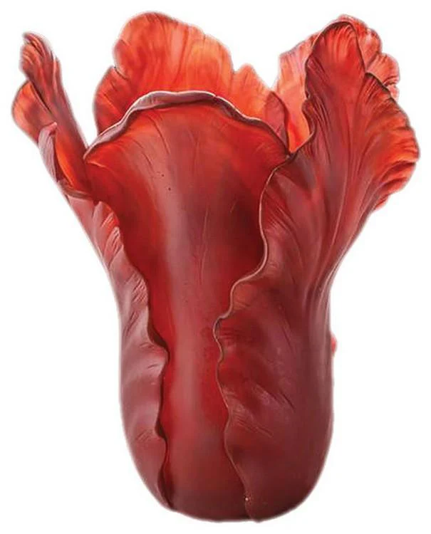 Daum Crystal Tulip Magnum Vase - Red