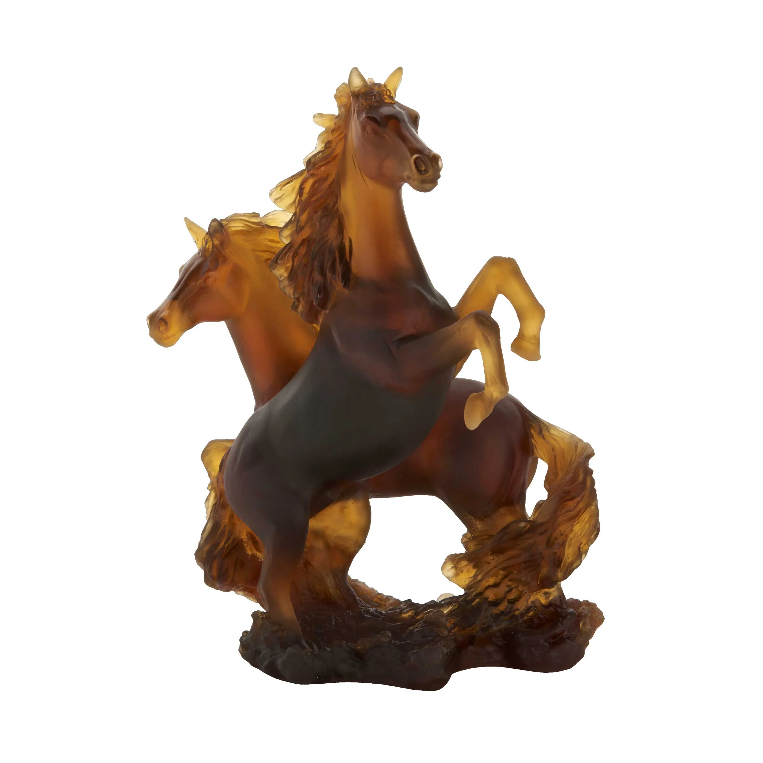 Daum Crystal Two Horse Cavalcade Sculpture