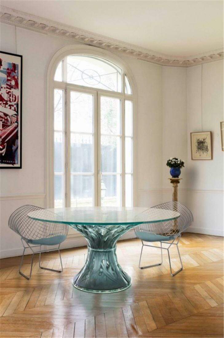Daum Crystal Vegetal Table - Grey Blue - Image 3