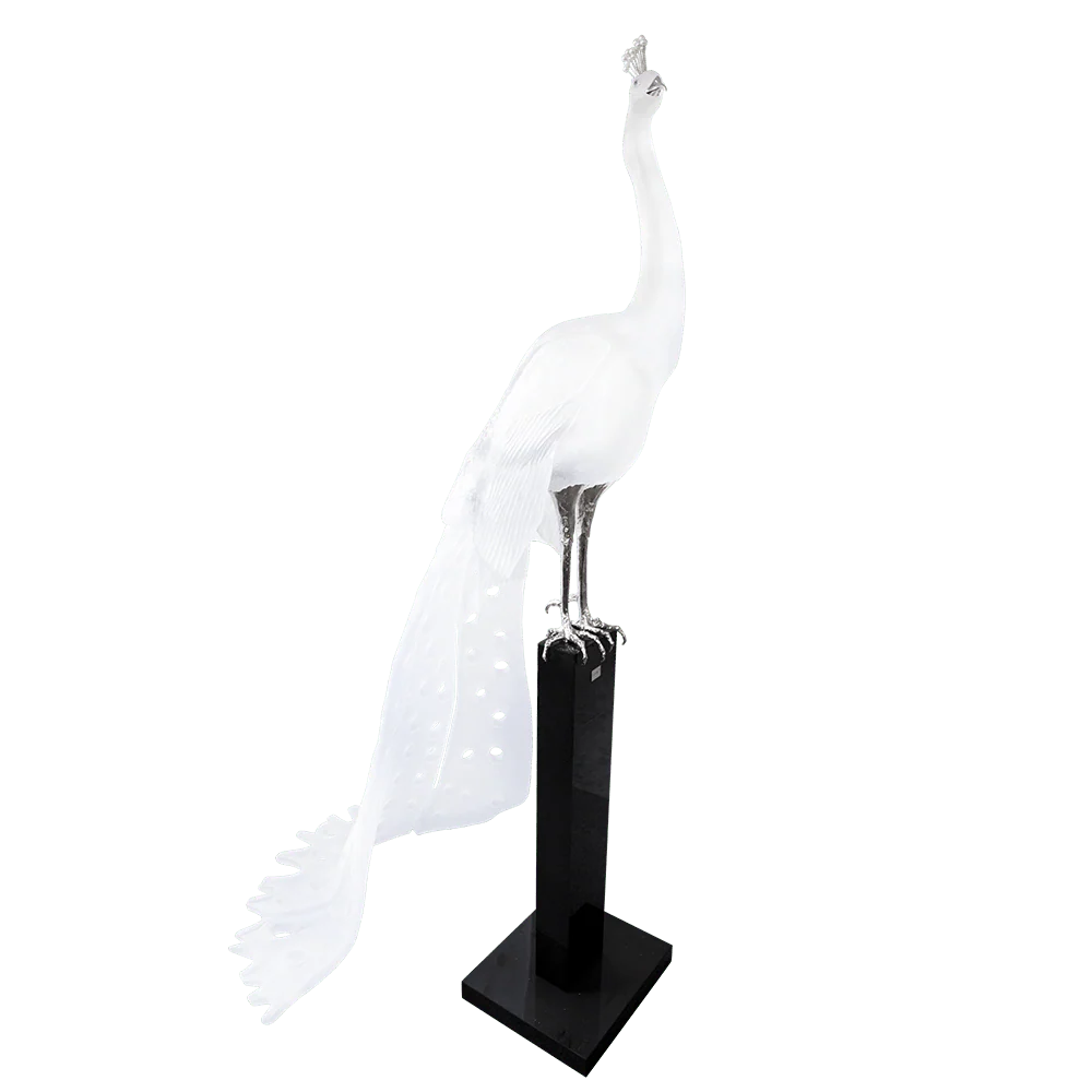 Daum Crystal White Peacock By Madeleine Van Der Knoop 8 Ex