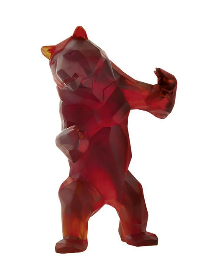 Daum Crystal Wild Bear by Richard Orlinski - Dark & Amber