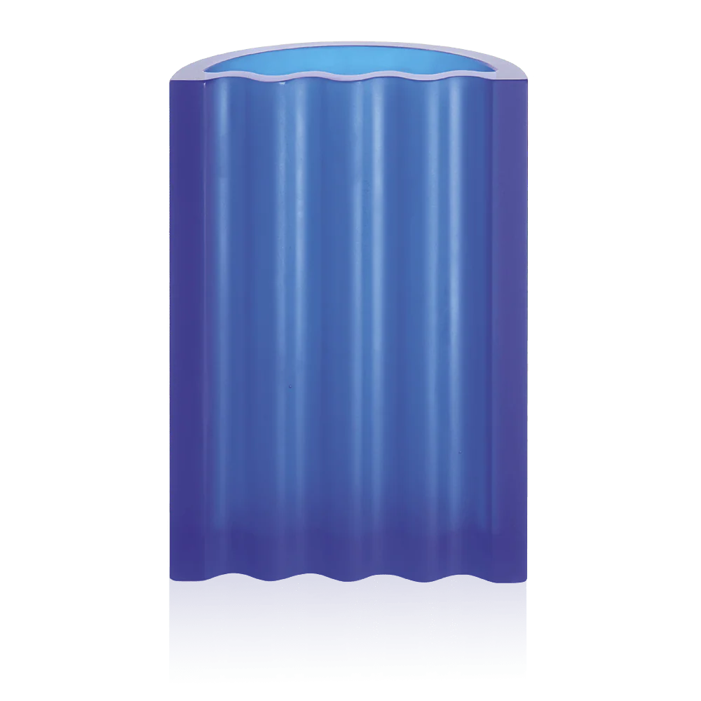 Daum Crystal ZigZag Vase in Blue by Victoria Wilmotte