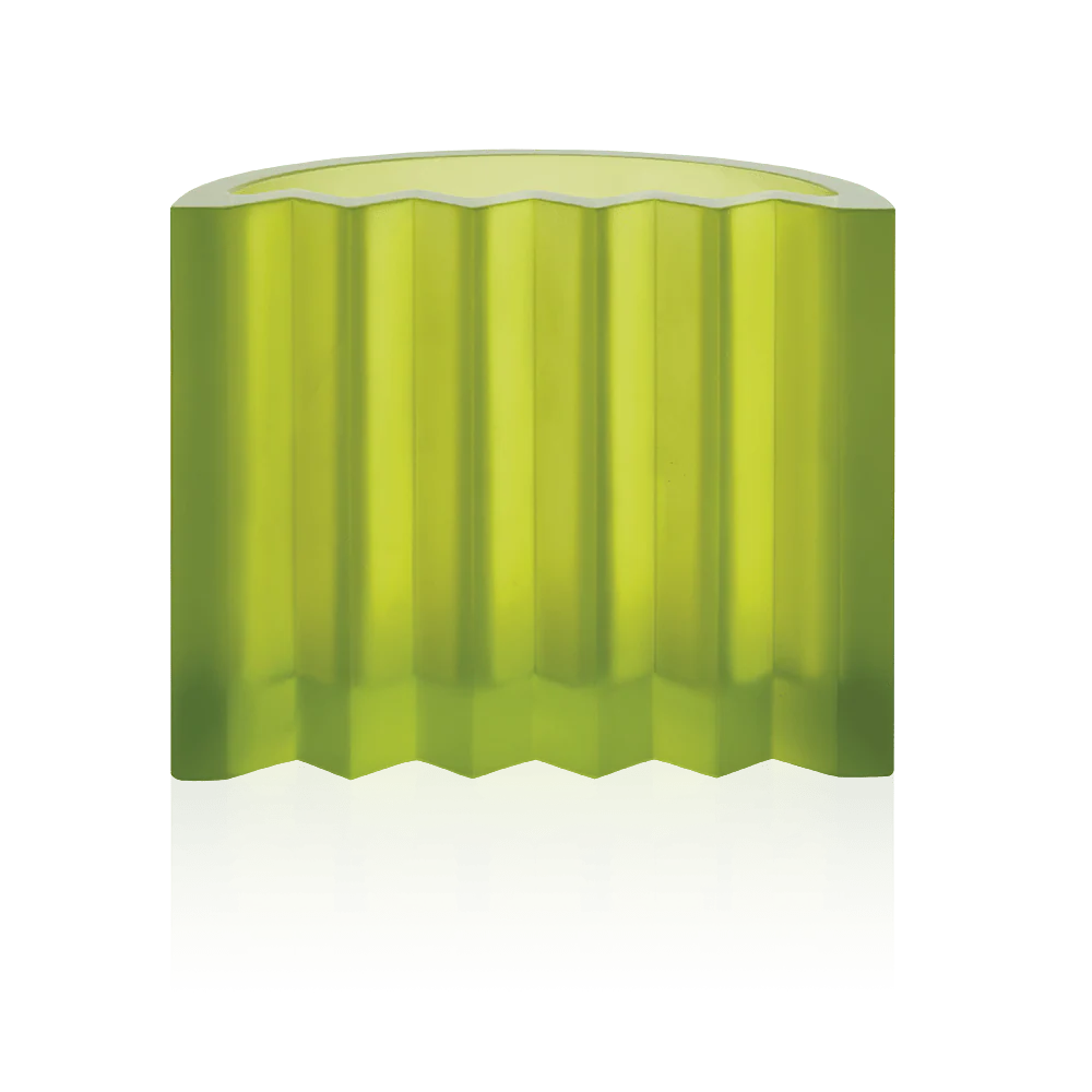 Daum Crystal ZigZag Vase in Green by Victoria Wilmotte