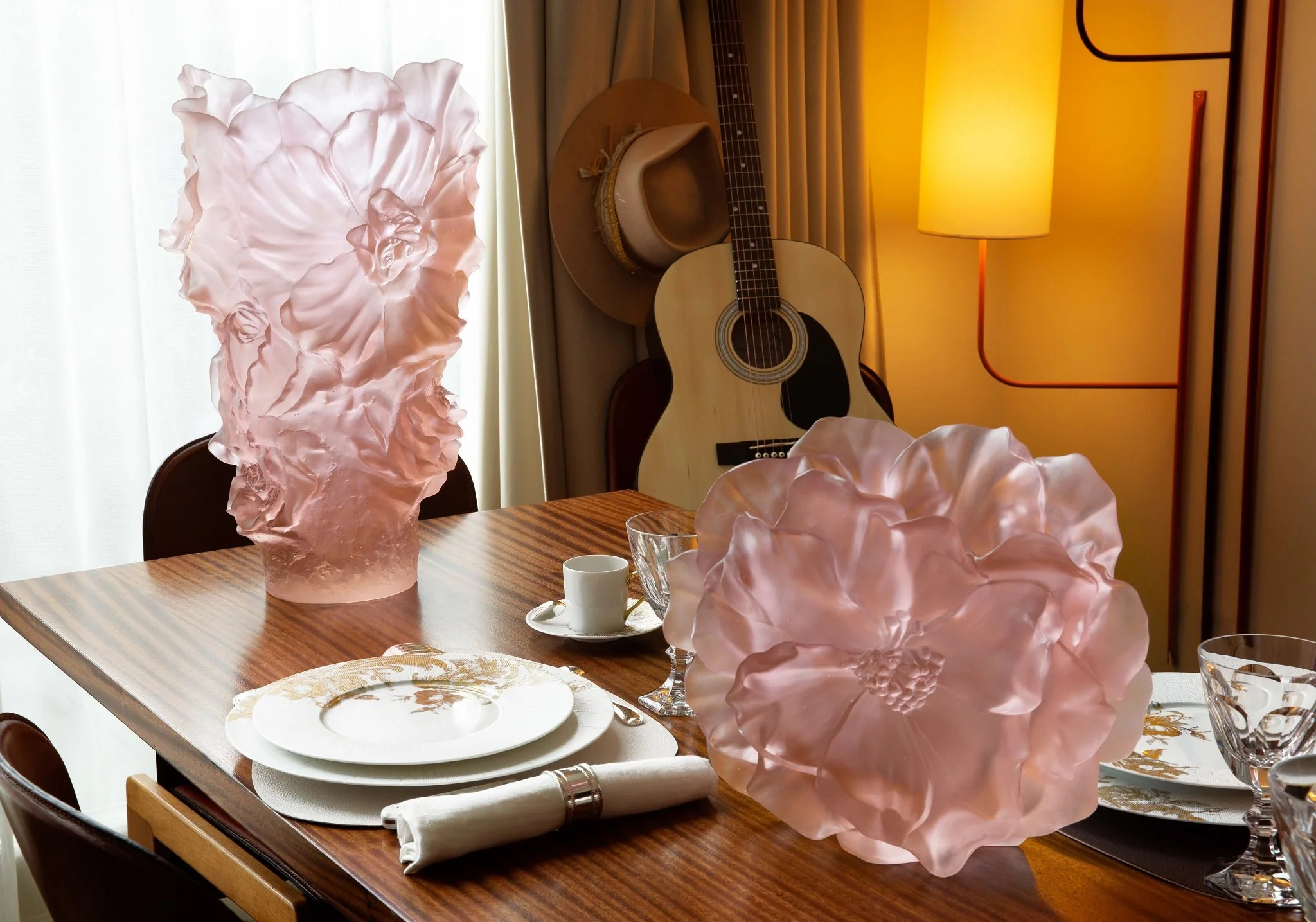 Daum Large Pink Camellia Vase - Image 4