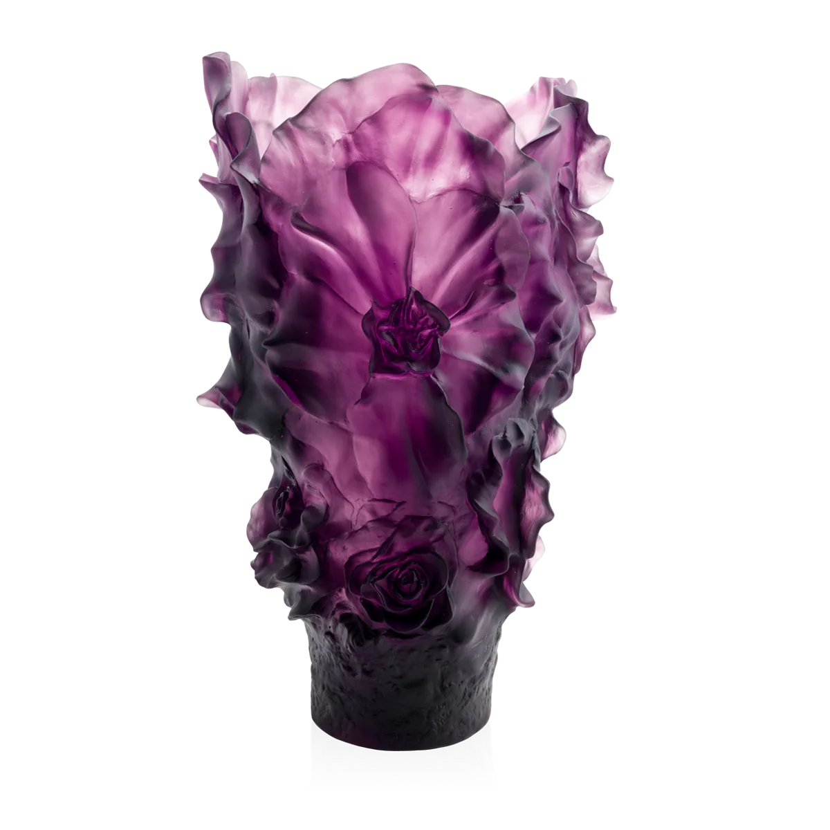 Daum Magnum Violet Camellia Vase