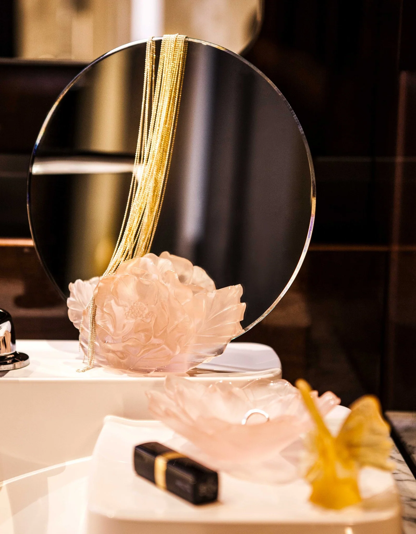 Daum Pink Camellia Mirror - Image 2