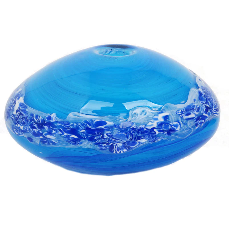 Deep Blue Spheroid Handblown Art Glass Vase 8006 by Viz Glass