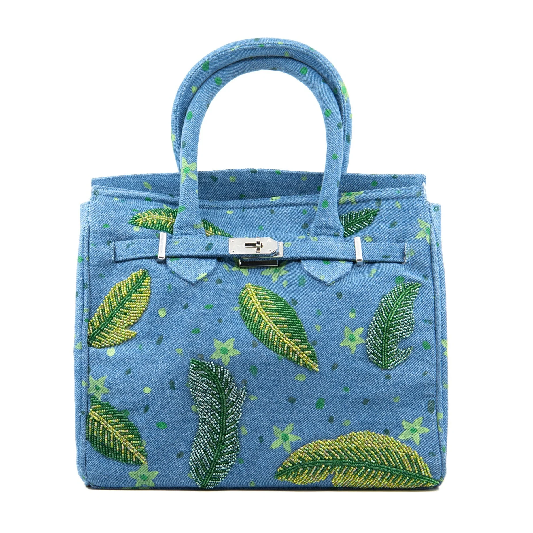 Denim Leaves Tote