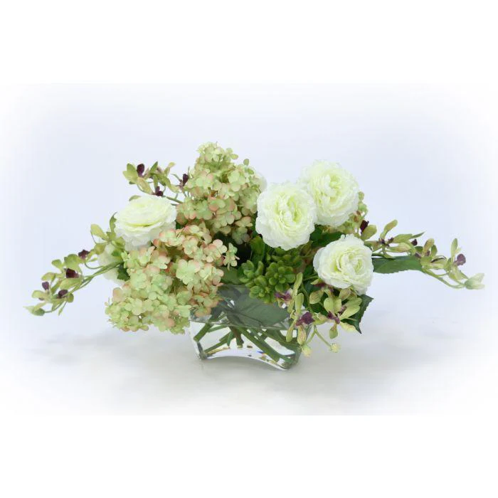 Mixed Garden with Succulents in Glass Vase