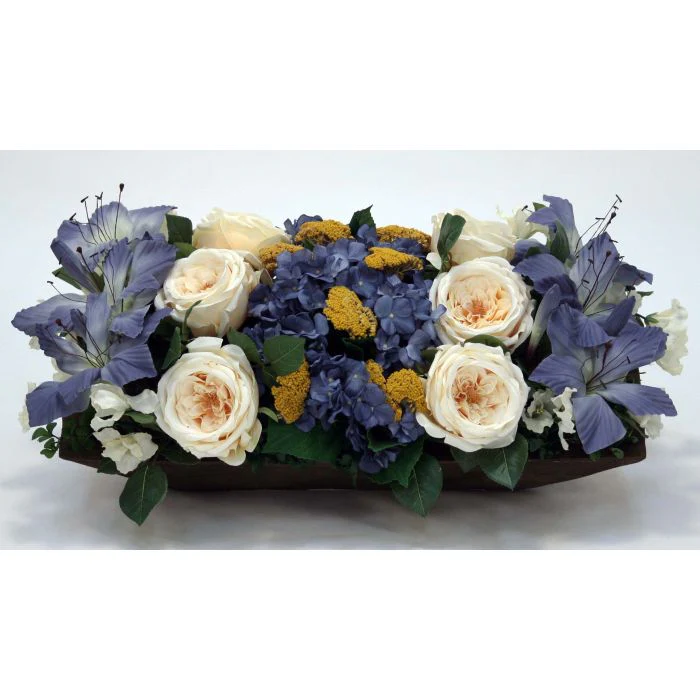 Roses with Hydrangeas in Dough Bowl
