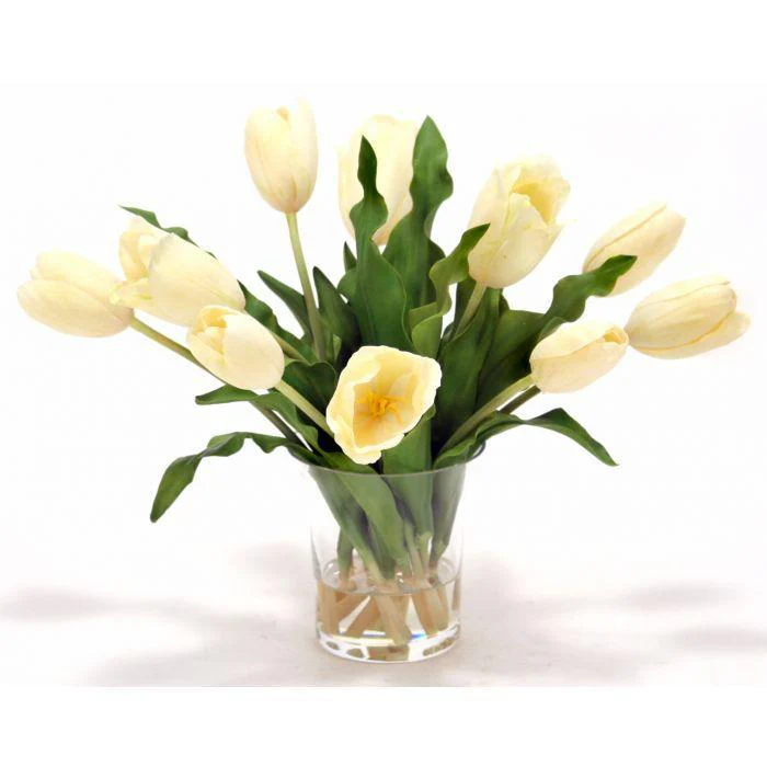 Waterlook® Cream White Tulips in Glass Vase
