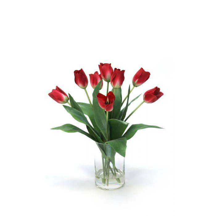 Waterlook® Red Tulips in Glass Cylinder Vase