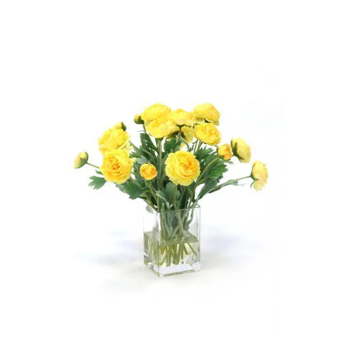 Waterlook® Yellow Ranunculus in Square Vase