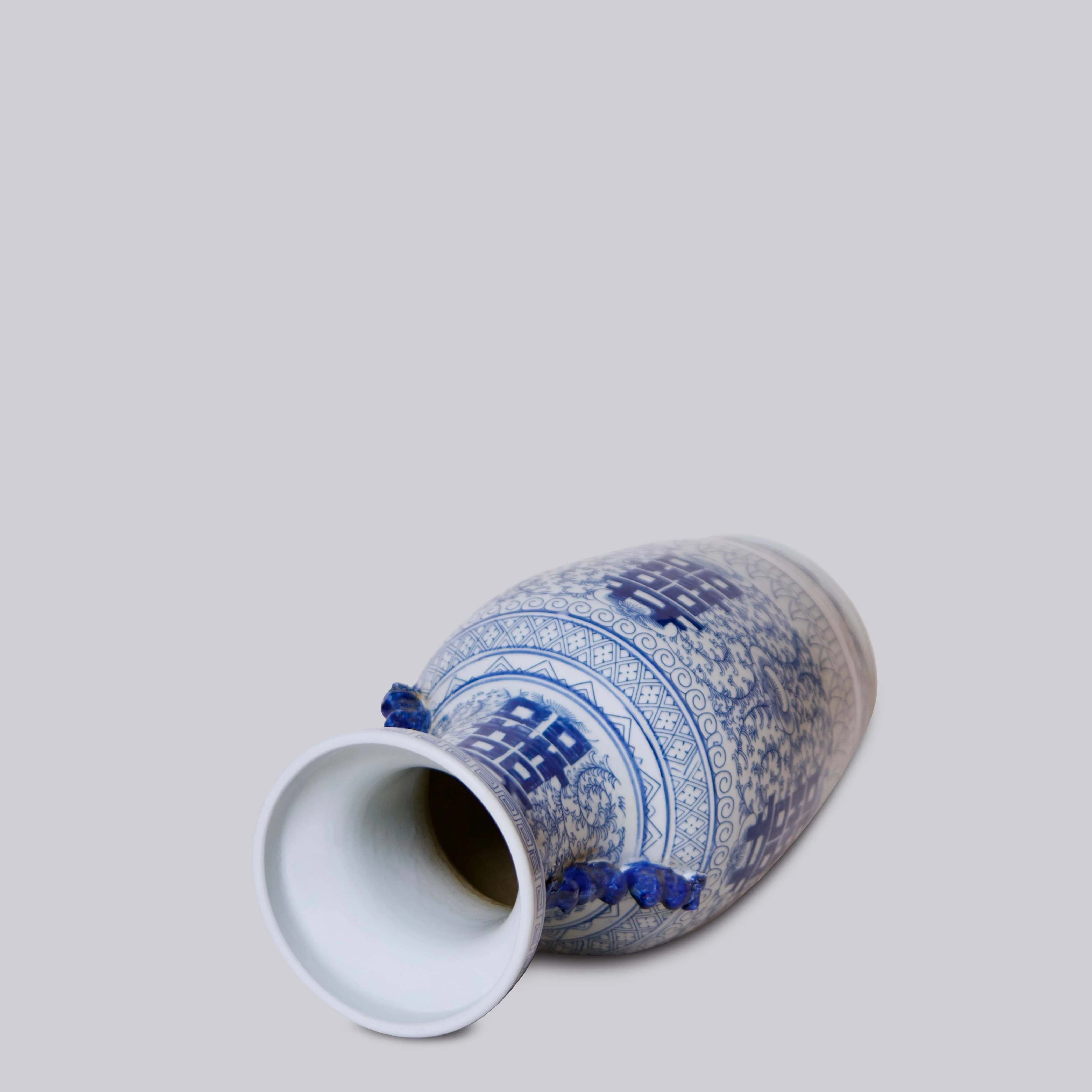 Double Happiness Blue and White Large Lug Vase - Image 2