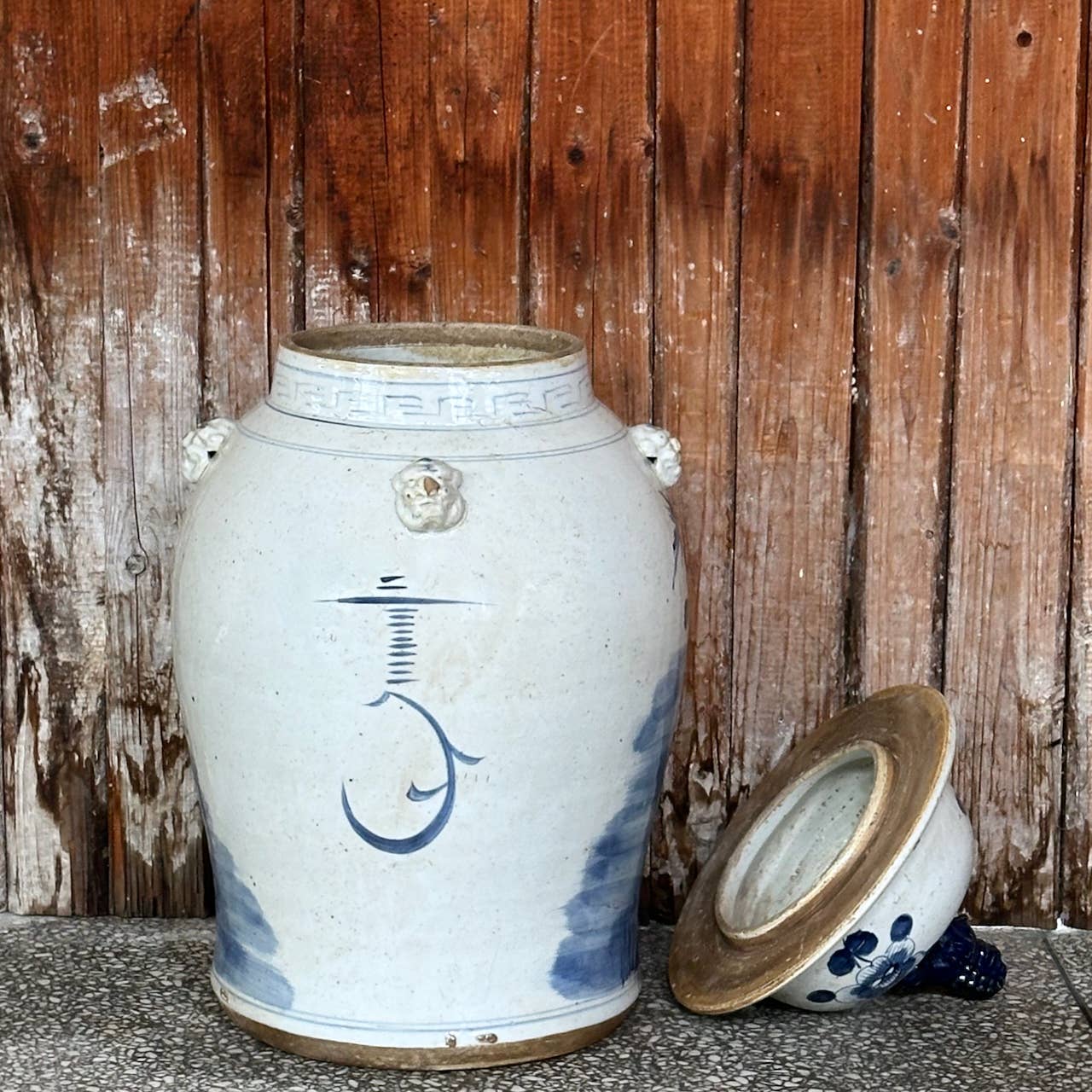 Extra Large Blue & White Bird & Flower Porcelain Temple Jar - Image 3