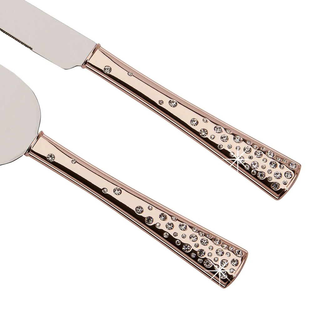 "Galaxy" Rose Gold Knife & Server Set, 13" - Image 4