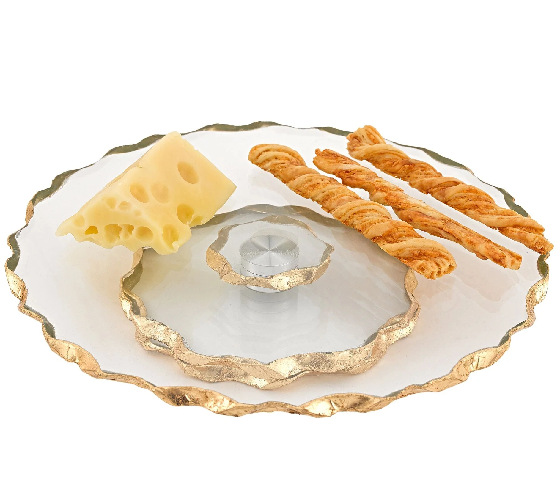 Goldedge Chiseled 13" Turning Cake Platter or Lazy Susan