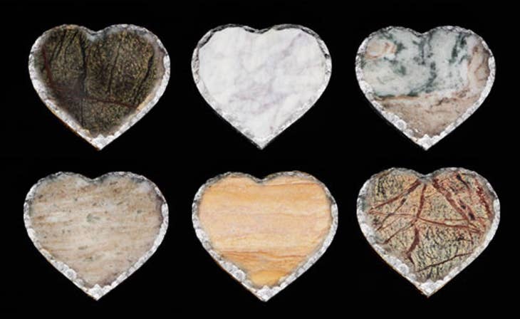 Inspired Generations Love Heart Marble SILVER 6 Pc Coaster Set