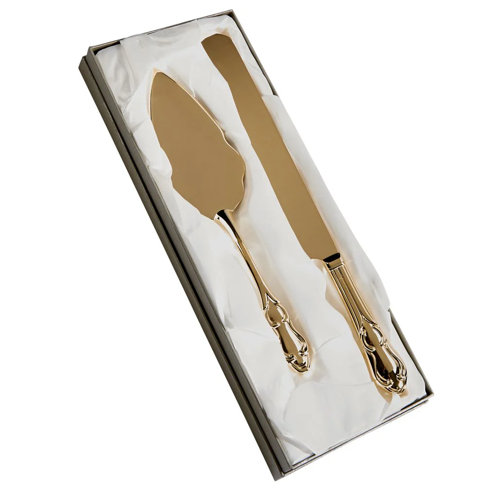 Knife & Server Set In Gold Tone Finish - Image 2
