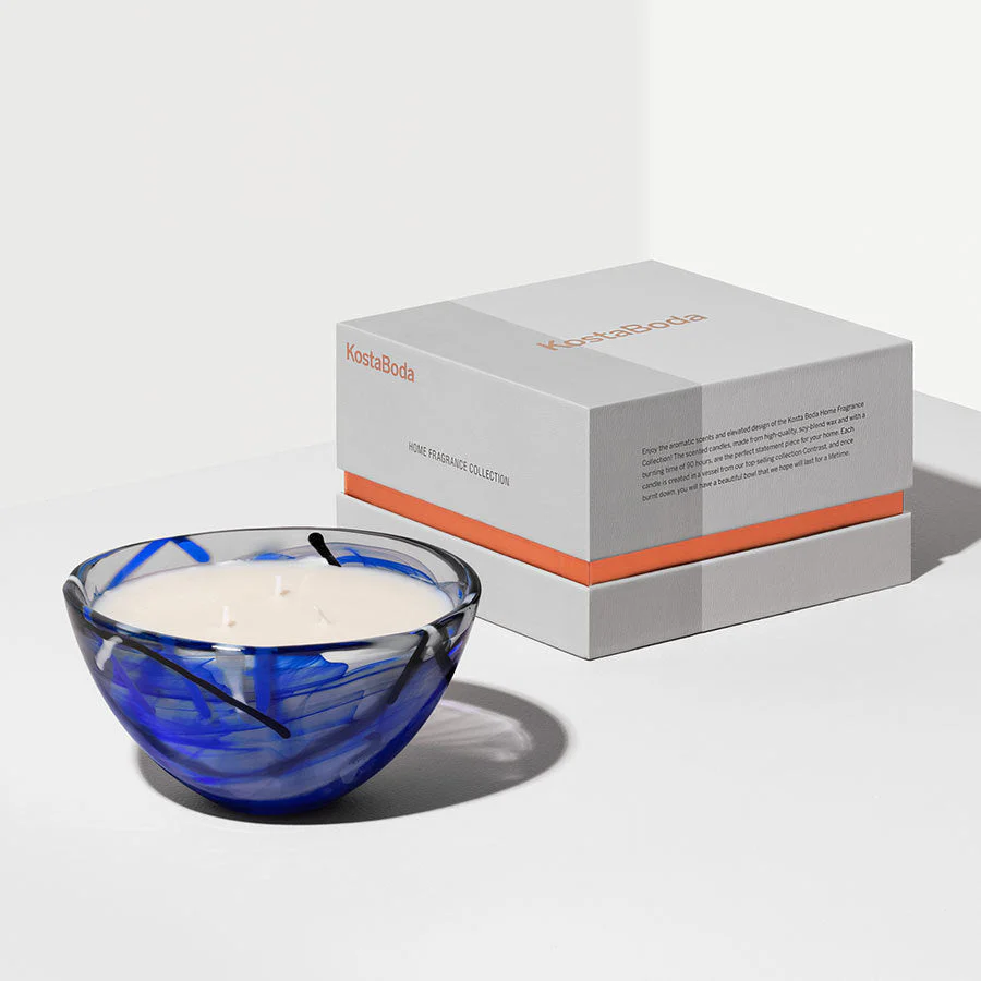 Kosta Boda Contrast Blue Candle - Coastal Bloom