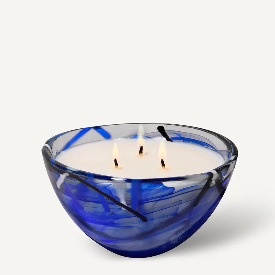 Kosta Boda Contrast Blue Candle - Coastal Bloom - Image 2