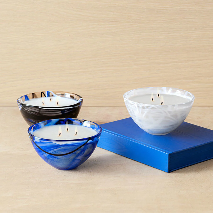 Kosta Boda Contrast Blue Candle - Coastal Bloom - Image 5