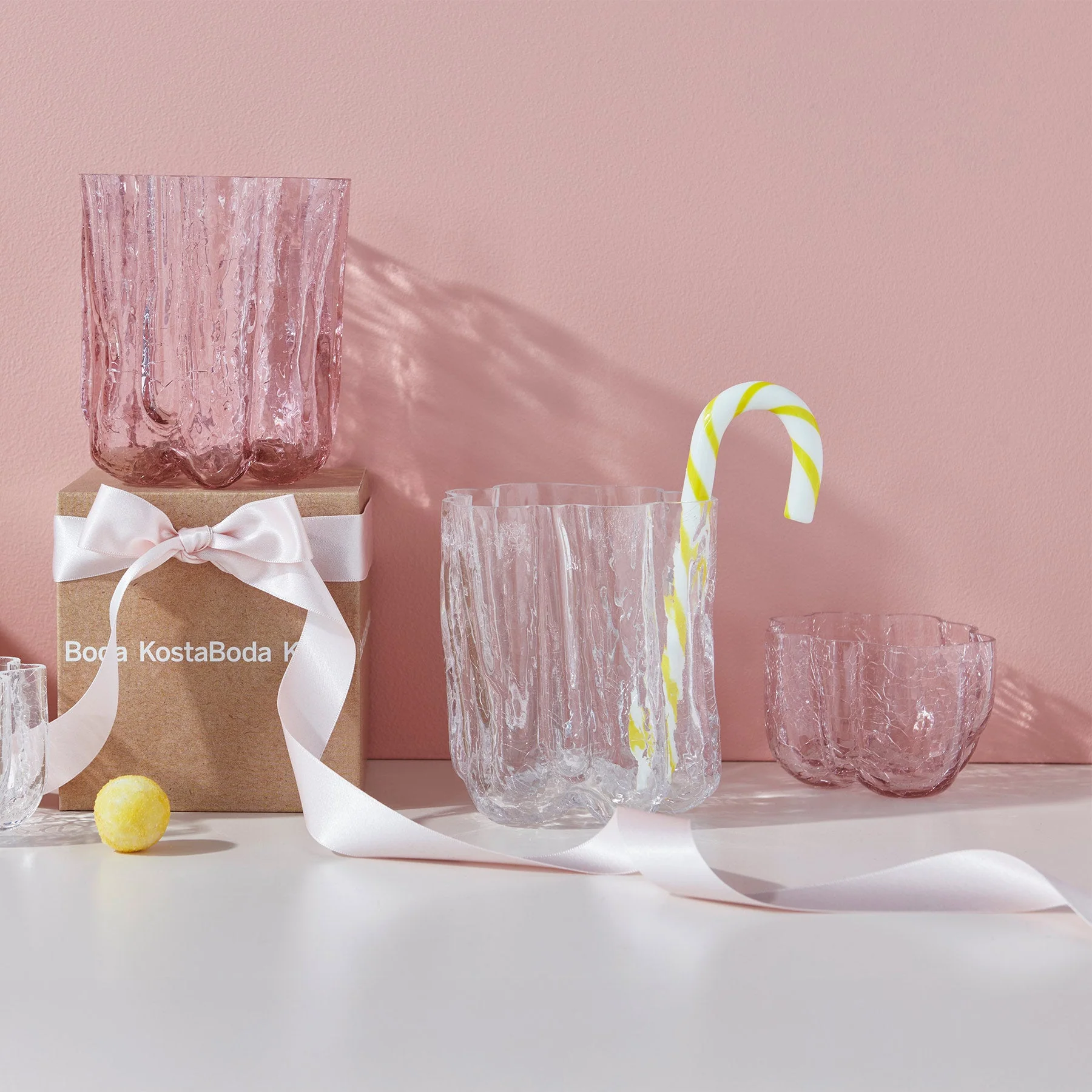 Kosta Boda Crackle Bowl/Votive Pink - Image 4