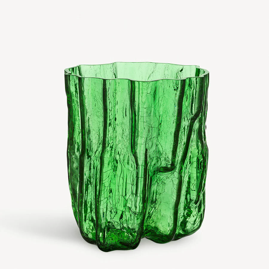 Kosta Boda Crackle Green Vase Tall