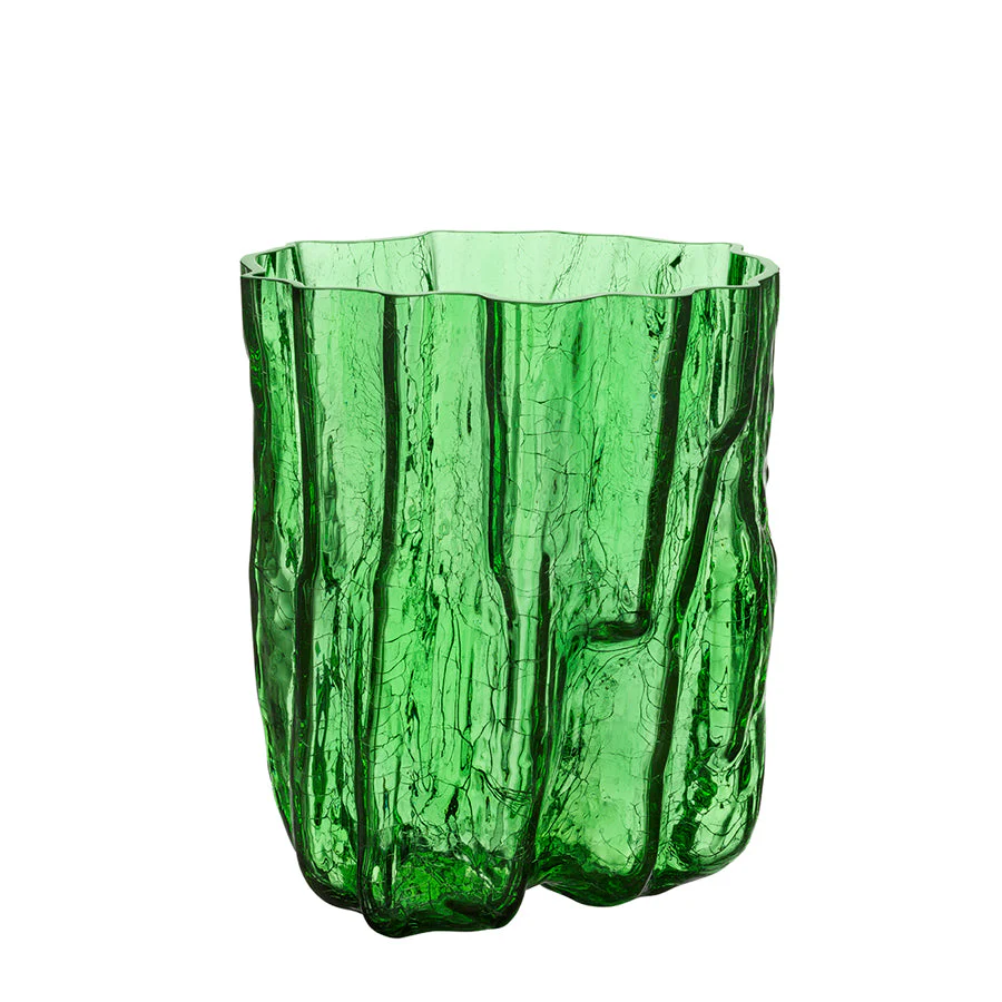 Kosta Boda Crackle Green Vase Tall - Image 2
