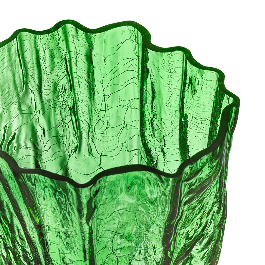 Kosta Boda Crackle Green Vase Tall - Image 3