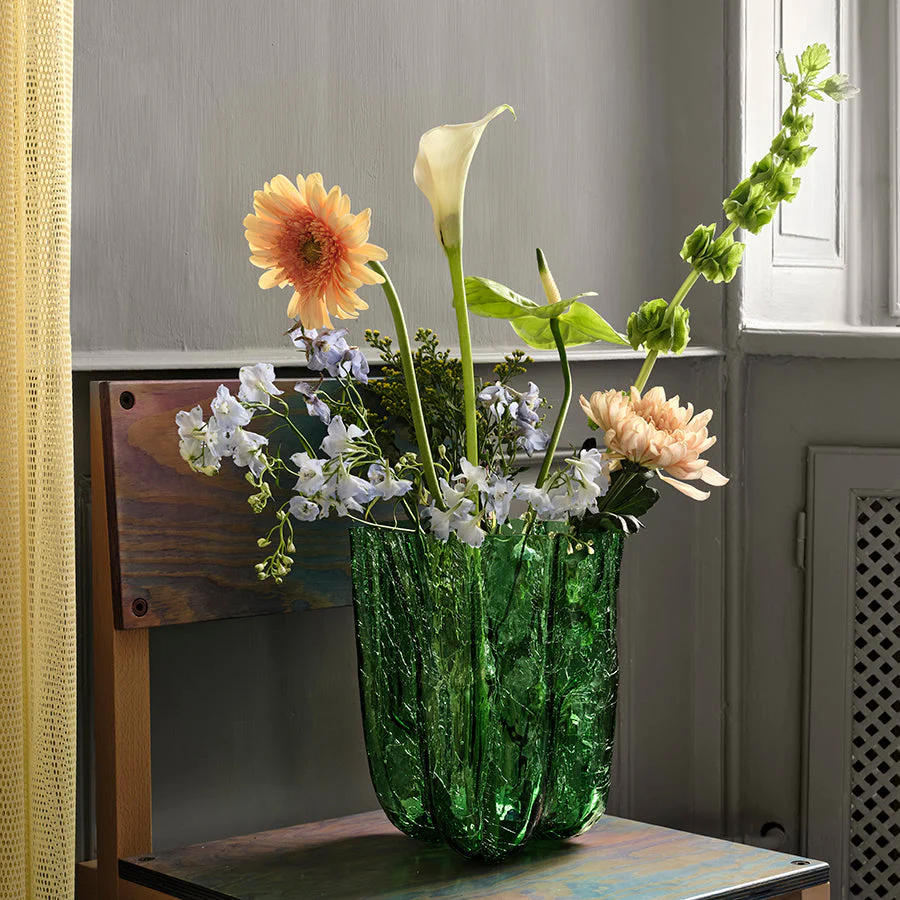 Kosta Boda Crackle Green Vase Tall - Image 4