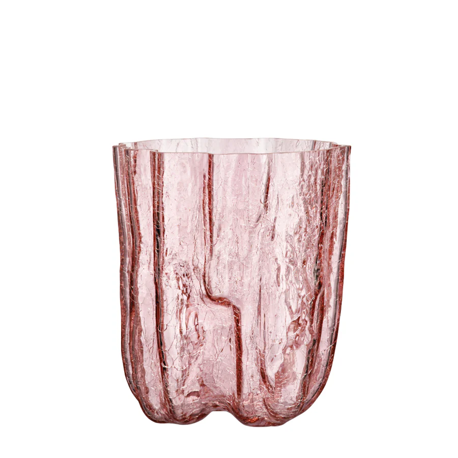 Kosta Boda Crackle Pink Vase Tall - Image 2