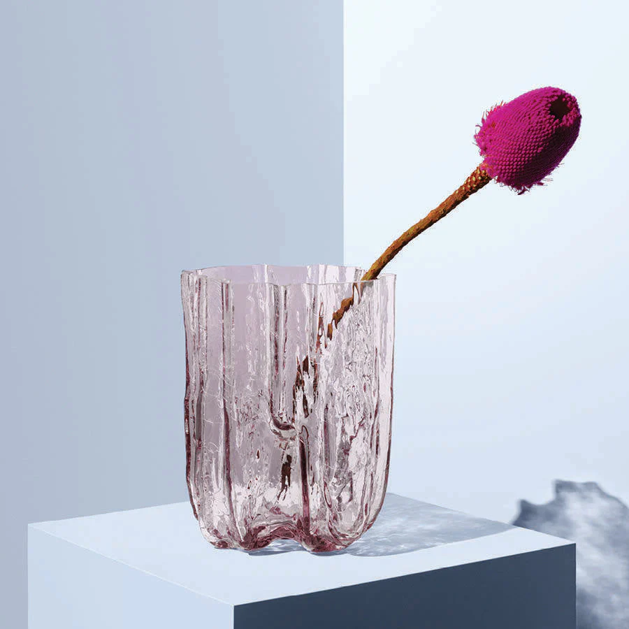 Kosta Boda Crackle Pink Vase Tall - Image 3