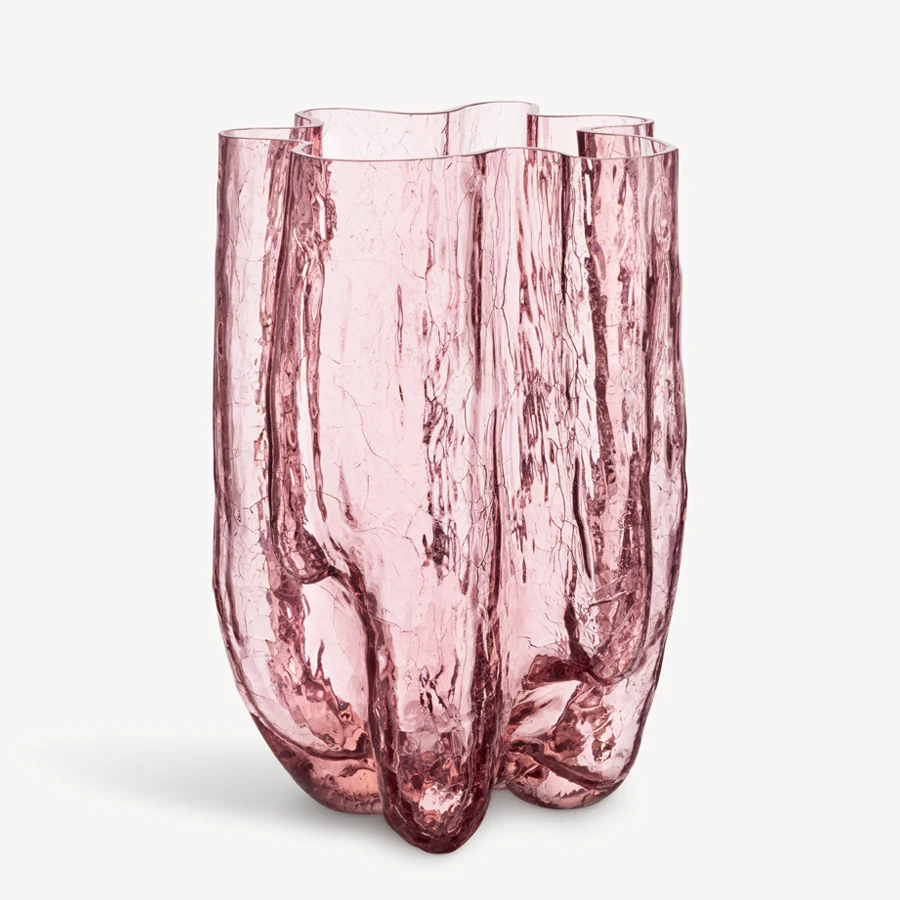 Kosta Boda Crackle Pink Vase XL