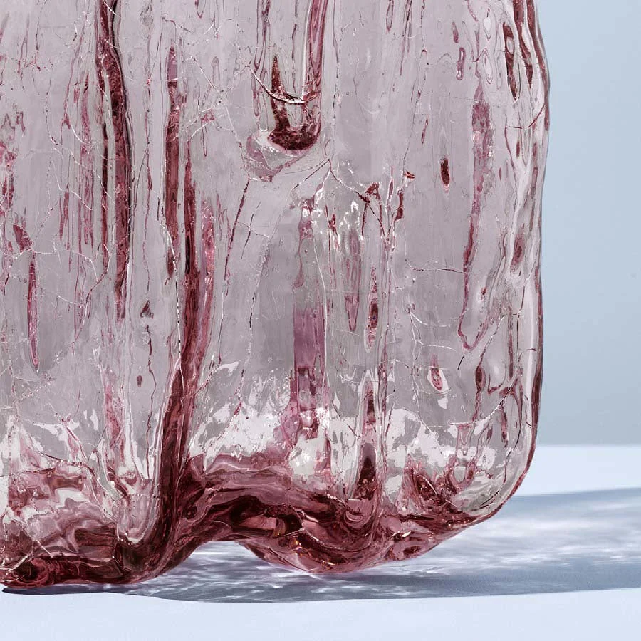 Kosta Boda Crackle Vase Pink Low - Image 3