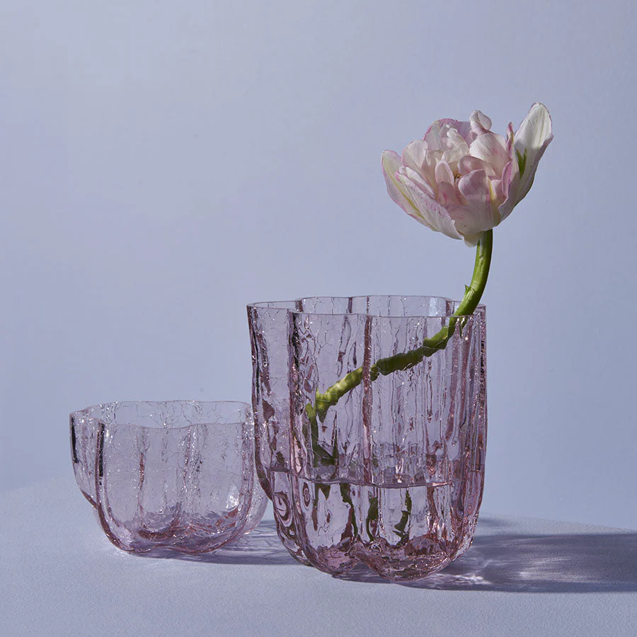 Kosta Boda Crackle Vase Pink Small - Image 3