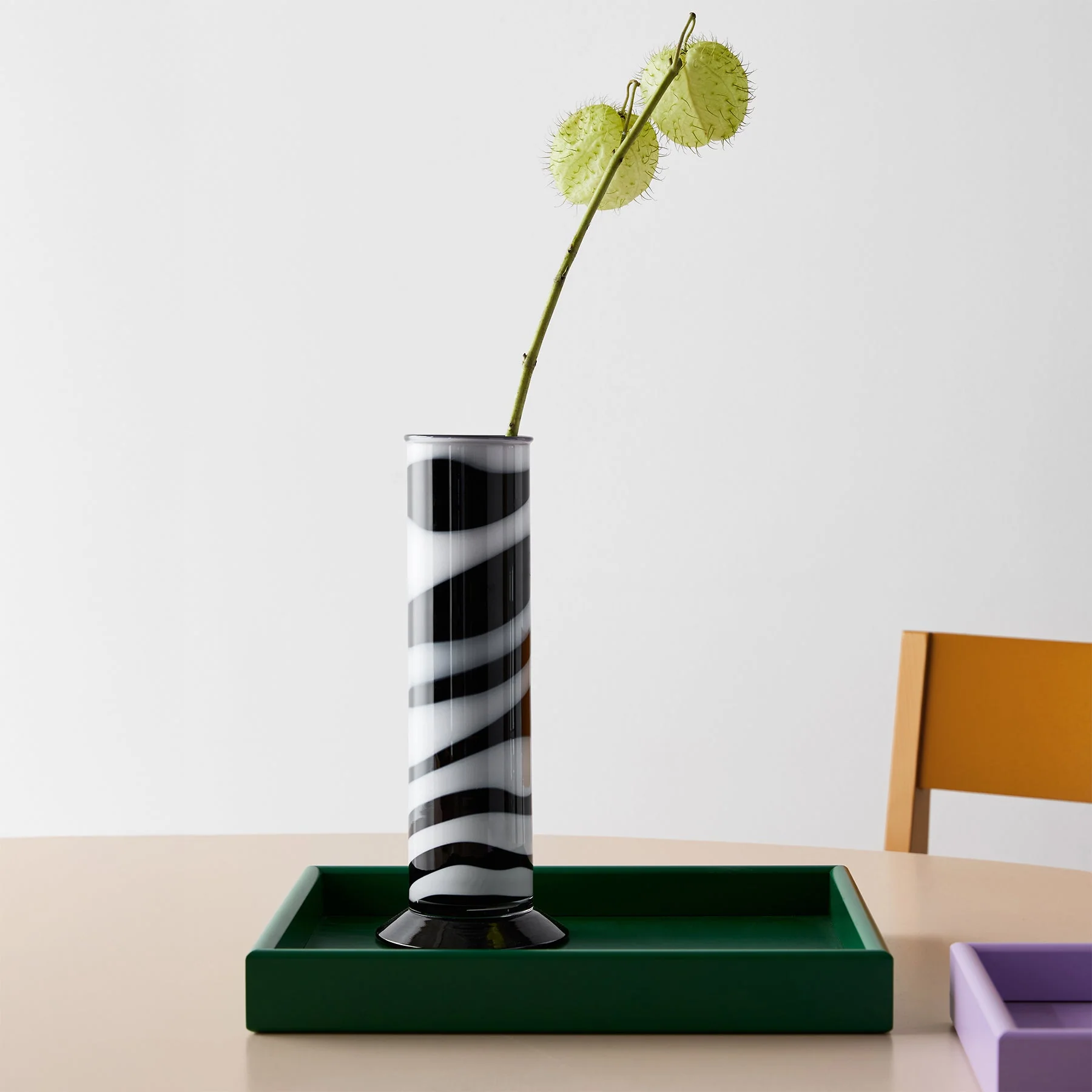 Kosta Boda Lab Cylinder Vase Black/White - Image 2