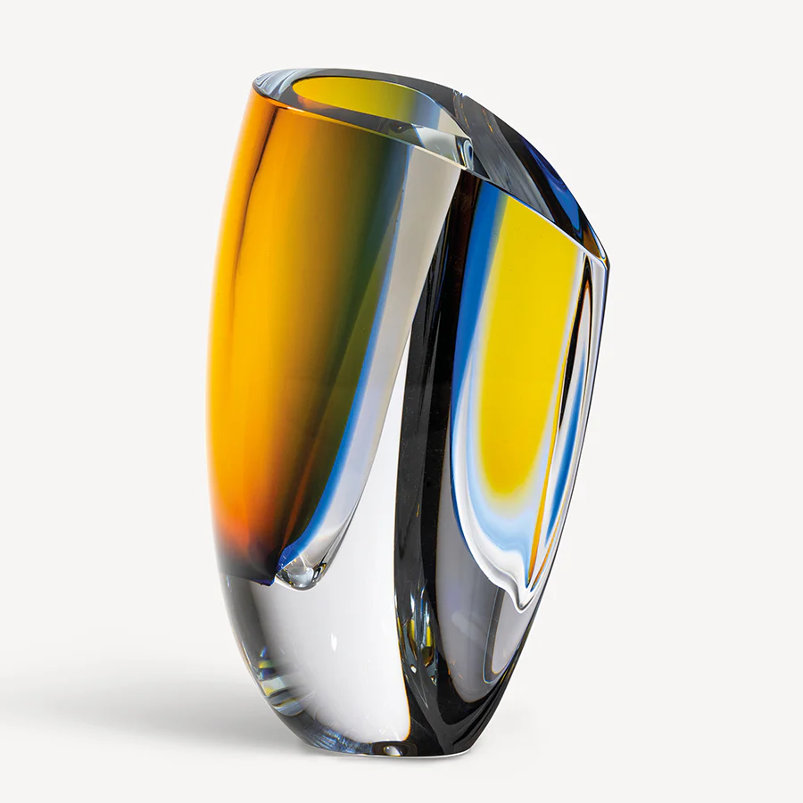 Kosta Boda Mirage Blue/Amber Vase XL