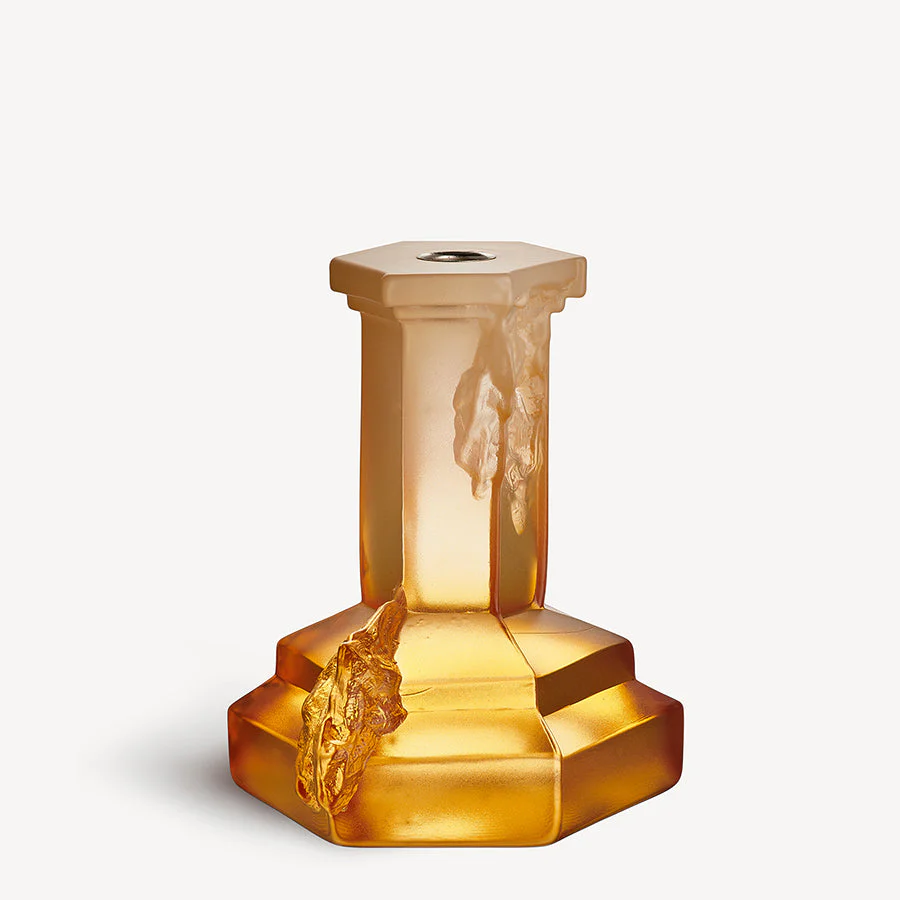 Kosta Boda Rocky Baroque Candlestick Amber Haze Large