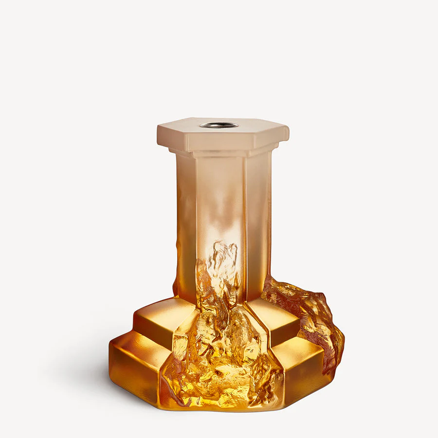 Kosta Boda Rocky Baroque Candlestick Amber Haze Large - Image 2