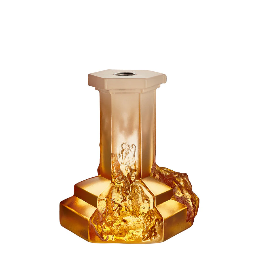Kosta Boda Rocky Baroque Candlestick Amber Haze Large - Image 3