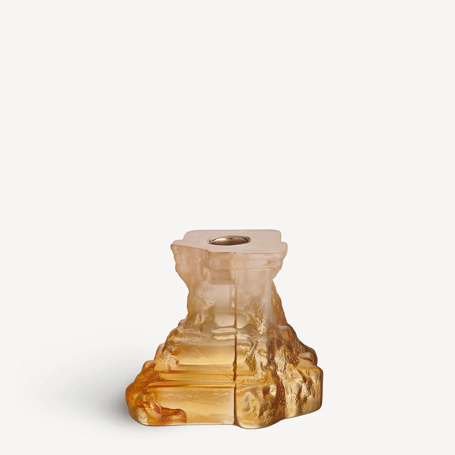 Kosta Boda Rocky Baroque Candlestick Amber Haze Small