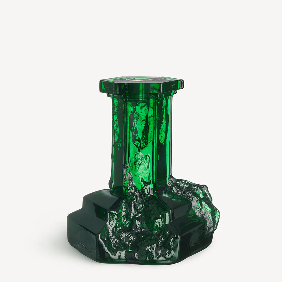 Kosta Boda Rocky Baroque Candlestick Emerald Green Large